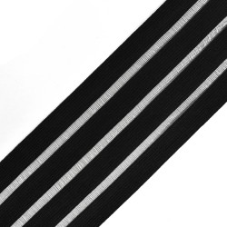 Резинка декоративная с прозрачными вставками Нейлон шир.070мм F322 цв.черный уп.30м