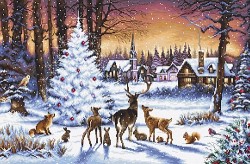 Набор для вышивания LETI арт. 947 Рождественский лес 46х30 см