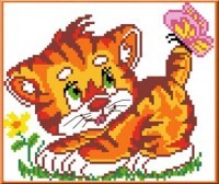 Набор для вышивки с нанесенным рисунком КАРОЛИНКА арт. КТКН-014(р) Котенок с бабочкой 13,5х16 см
