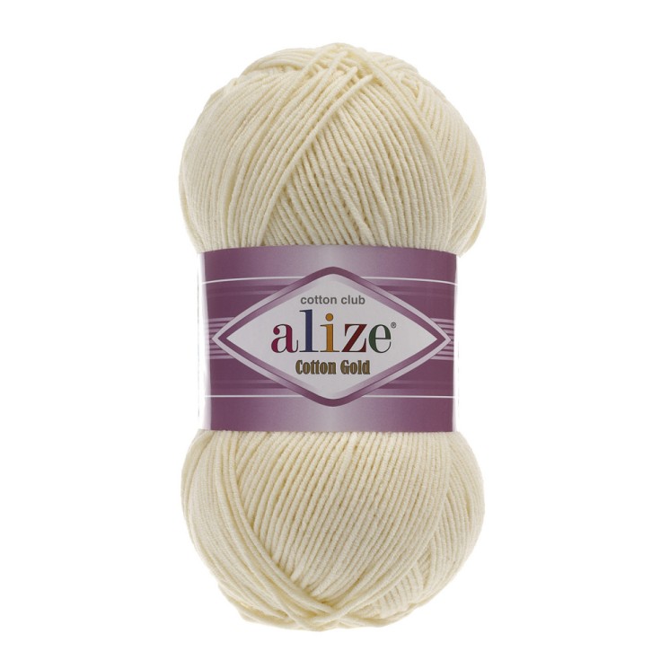 Пряжа для вязания Ализе Cotton gold (55% хлопок, 45% акрил) 5х100г/330м цв.001 молочный