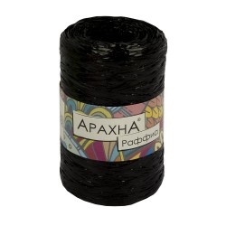 Пряжа ARACHNA Raffia (100% полипропилен) 5х50г/200м цв.02 черный