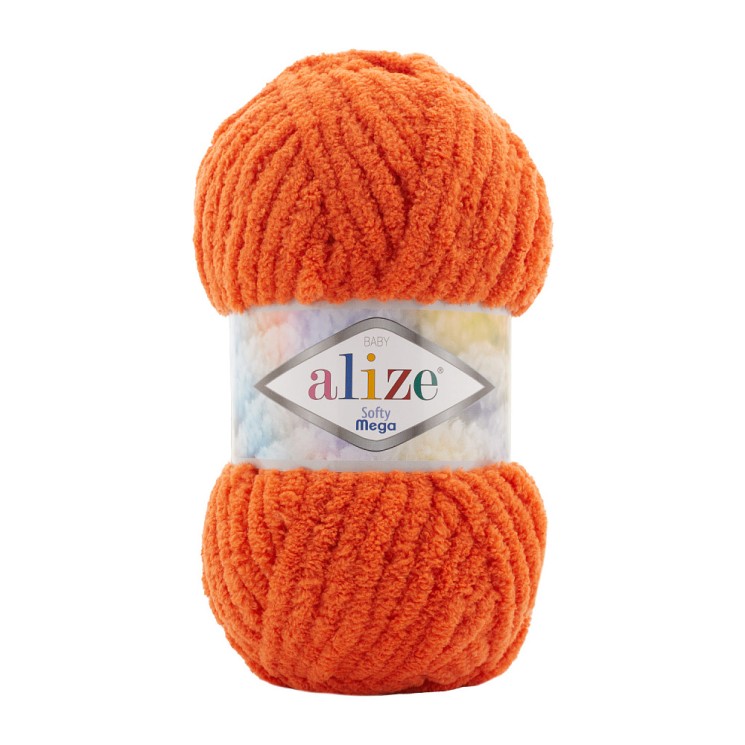 Пряжа для вязания Ализе Softy Mega (100% микрополиэстер) 5х100г/70м цв.006 оранжевый