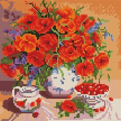 Картина мозаикой Molly арт.KM0999 Маковое утро (23 цвета) 30х30 см