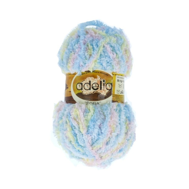 Пряжа ADELIA SOFIA (100% полиэстер) 10х50г/90м цв.01 розовый/желтый/голубой