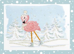 Кристальная мозаика ФРЕЯ арт.ALVS-040 Фламинго на коньках (мини-картинка) 19,5х14 см