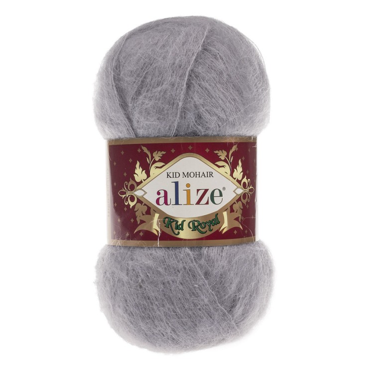 Пряжа для вязания Ализе Kid Royal (62% кид мохер, 38% полиамид) 5х50г/500м цв.052 серый