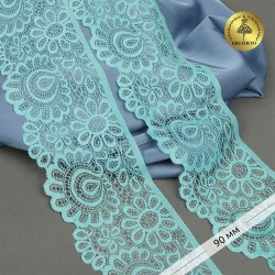 Кружево-стрейч KRUZHEVO арт.TBY.YSTL00839/N шир.90мм цв.L422 тиффани уп.3м