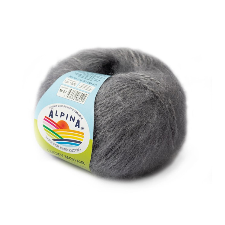 Пряжа ALPINA LUCKY MOHAIR (60% кид мохер, 40% акрил) 10х50г/150м цв.07 св. серый