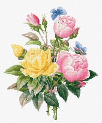 Набор для вышивания LUCA-S арт. BU4003 Желтые розы и бенгальские розы 25х30 см