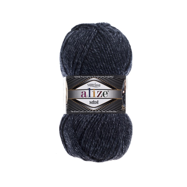 Пряжа для вязания Ализе Superlana midi (25% шерсть, 75% акрил) 5х100г/170м цв.805 т.синий жаспе