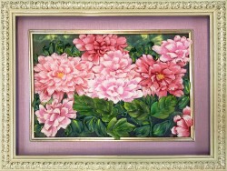 Набор для вышивки лентами КАРОЛИНКА арт. КЛ-4009(н) Розовые хризантемы 18х24,5 см