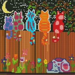 Картина мозаикой Molly арт.KM0997 Разноцветные коты (32 цвета) 30х30 см