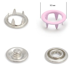 Кнопка трикотажная (кольцо) нерж 9,5мм эмаль № 134 розовый уп 1440шт