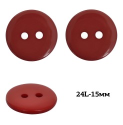 Пуговицы пластик TBY BT цв.148 красный, 24L-15мм, 2 прокола 500 шт