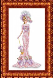 Набор для вышивания бисером КАРОЛИНКА арт. КБЛН-3014(ч) Дама в розовом 23,7х39 см