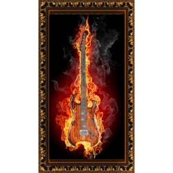 Рисунок на ткани КОНЁК арт. 8501 Гитара в огне 25х45 см