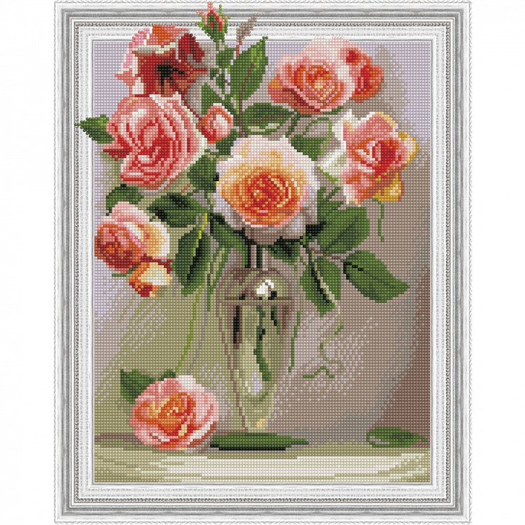 Картины мозаикой Molly арт.KM0190 Бузин. Розы в вазе (36 Цветов) 40х50 см