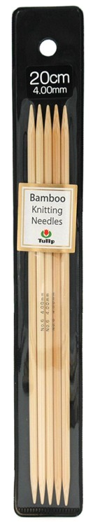 KND080400 Tulip Спицы чулочные "Bamboo" 4мм / 20см, натуральный бамбук, уп.5шт.