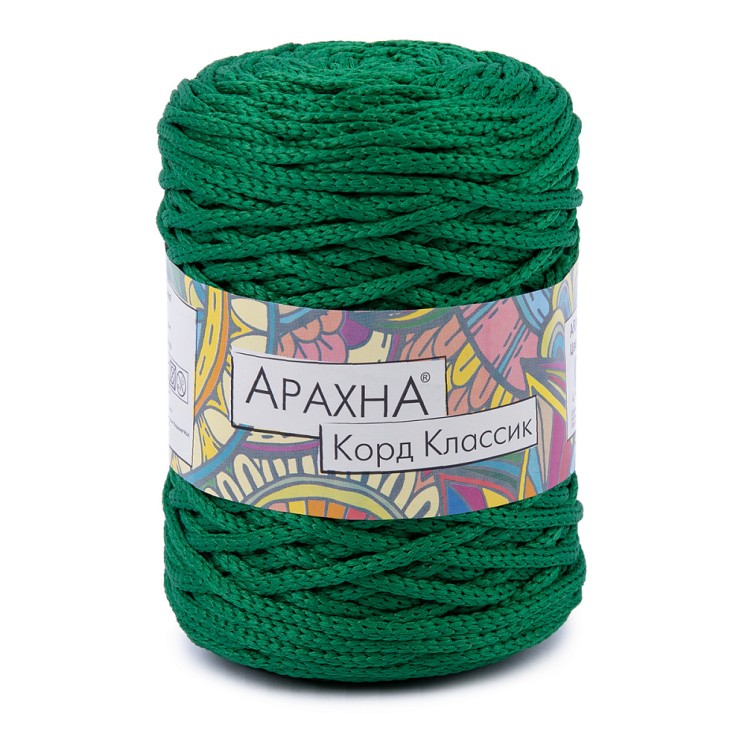 Пряжа ARACHNA Cord Classic (100% полиэфир) 3х200г/100м цв.20 ярк.зеленый