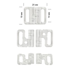 Пряжка-застежка для бюстгальтера пластик TBY-169135 15мм цв.прозрачный, уп.50шт