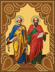 Картина 5D мозаика с нанесенной рамкой Molly арт.KM0965 Святые Апостолы Петр и Павел (9 цветов) 15х20 см упак
