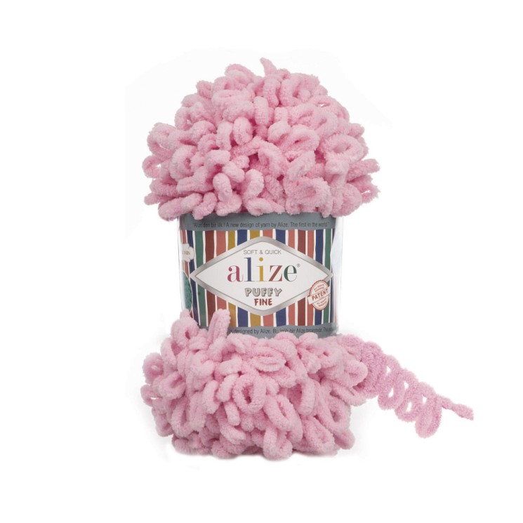 Пряжа для вязания Ализе Puffy Fine (100% микрополиэстер) 5х100г/14м цв.638 розовый