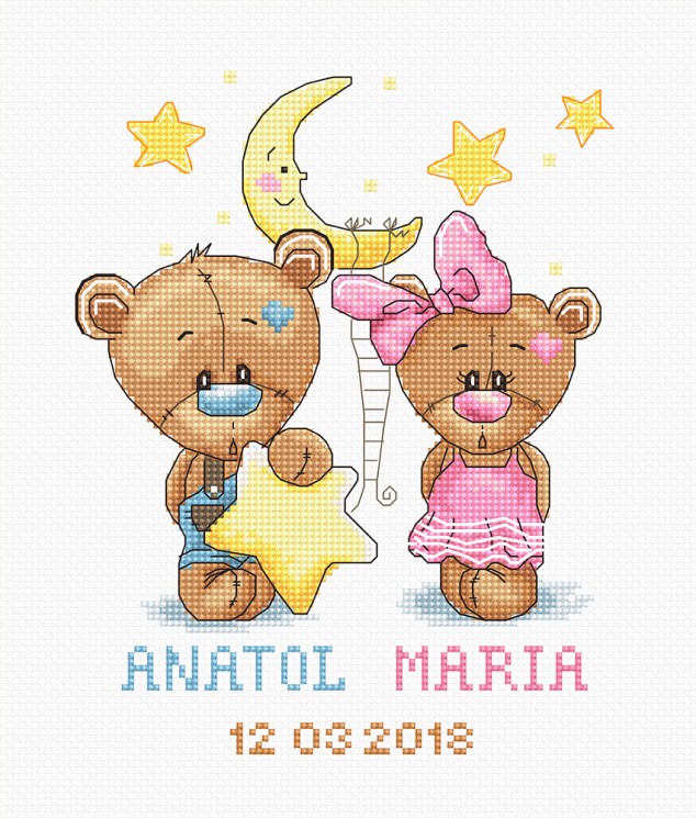 Набор для вышивания LUCA-S арт. B1148 Метрика, Анатолий и Мария 13,5х17 см