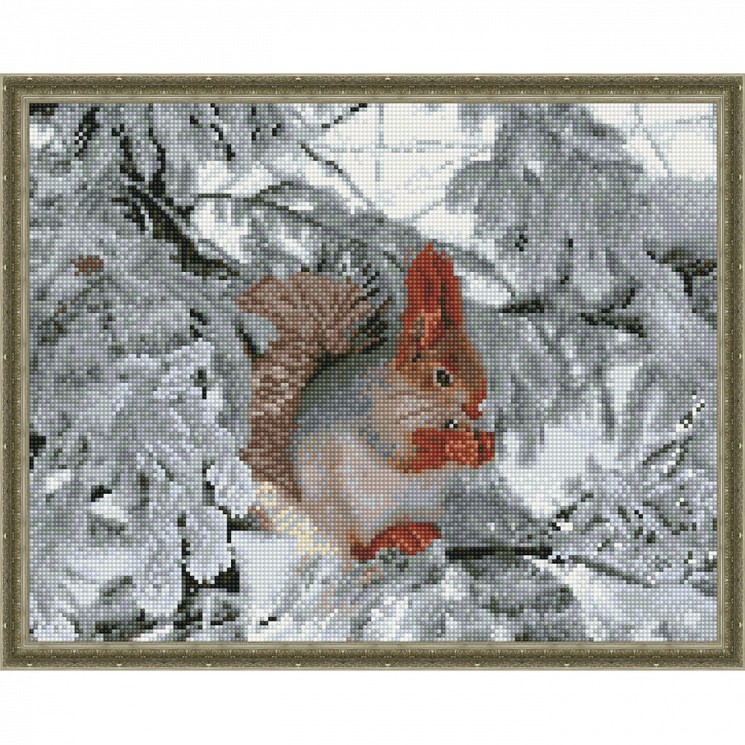 Картины мозаикой Molly арт.KM0205 Белочка зимой (25 Цветов) 40х50 см