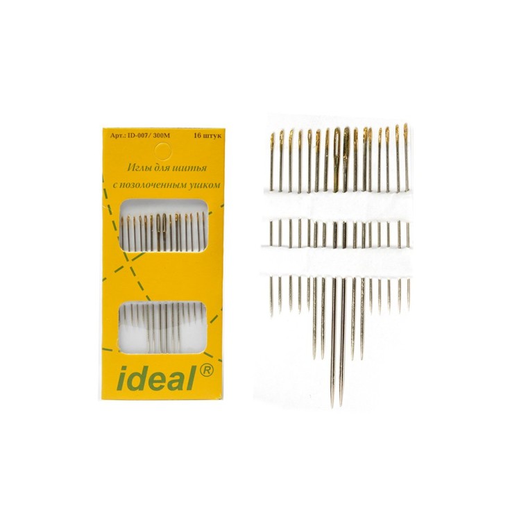 Иглы IDEAL арт.ID-007/ 300M для шитья с позолоченным ушком уп.16 игл