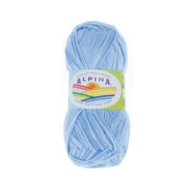 Пряжа ALPINA HOLLY MELANGE (100% мерсеризованный хлопок) 10х50г/200м цв.06 голубой/т.голубой