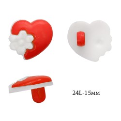 Пуговицы пластик Сердце TBY.P-3124 цв.03 красный 24L-15мм, на ножке, 50 шт