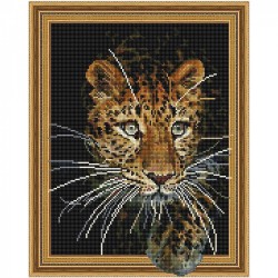 Картина 3D мозаика с нанесенной рамкой Molly арт.KM0992 Леопард (28 цветов) 40х50 см