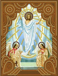 Картина 5D мозаика с нанесенной рамкой Molly арт.KM0972 Воскресение Христово (7 цветов) 15х20 см упак
