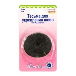 Тесьма киперна для укрепления швов 6мм цв.черный уп.5м