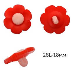 Пуговицы пластик Цветок TBY.P-1728 цв.03 красный 28L-18мм, на ножке, 50 шт