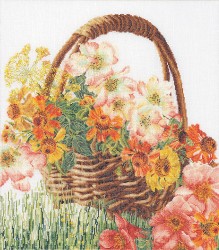 Набор для вышивания THEA GOUVERNEUR арт.3064 Цветочная корзина 34,5х39 см