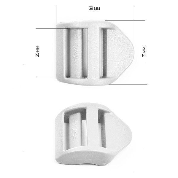 Пряжка регулятор трехщелевая силовая 25мм LS25А цв.белый нагрузка 100 кг уп.40 шт