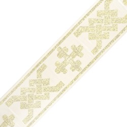 Лента отделочная жаккардовая (галун православный) арт.0397 шир.50мм уп.5 м цв.белый/золото