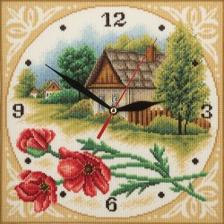 Набор для вышивания PANNA арт. CH-1563 Часы. Домик 22,5х22,5 см