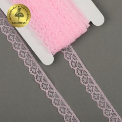 Кружево-трикотаж KRUZHEVO арт.TBY 150-2 шир.12мм цв.220 св.розовый уп.9,14м