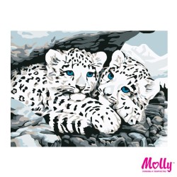 Картины по номерам Molly арт.KH0030/1 Снежные барсы (8 Цветов) 15х20 см