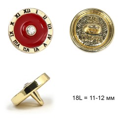 Пуговицы металл TBY.L-1145/9 цв.красный 18L = 11-12 мм, на ножке, 36шт