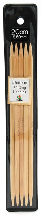 KND080550 Tulip Спицы чулочные "Bamboo" 5,5мм / 20см, натуральный бамбук, уп.5шт.