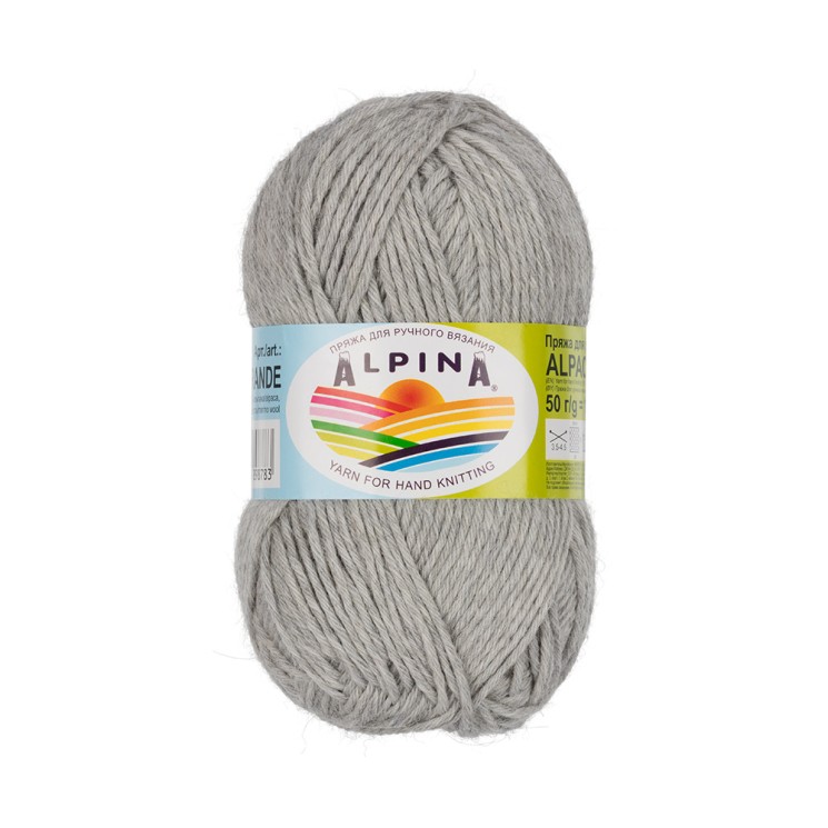 Пряжа ALPINA ALPACA GRANDE (65% альпака, 35% мериносовая шерсть) 4х50г/118м цв.04 св.серый меланж