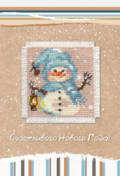 Набор для изготовления открытки с вышивкой арт.7-02 Снеговик 5,7-х5,7- см