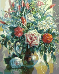 Картины по номерам Белоснежка арт.БЛ.192-AB Натюрморт с белой розой 40х50 см
