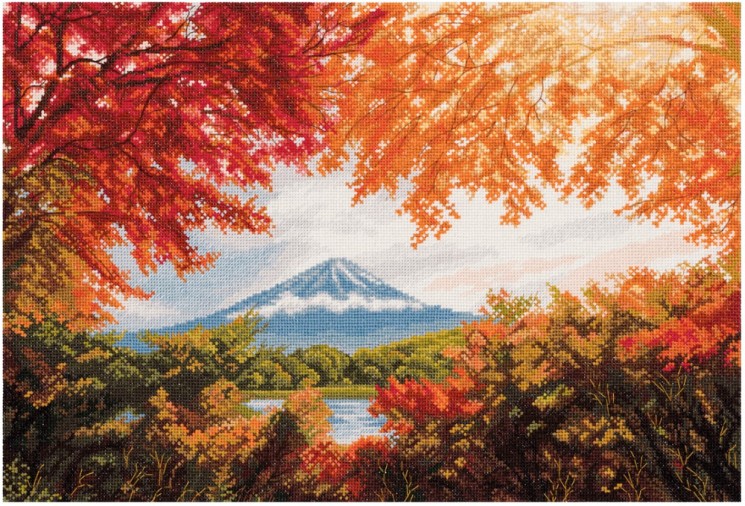 Набор для вышивания PANNA Золотая серия арт. PS-7240 Япония. Гора Фудзияма 40х26,5 см