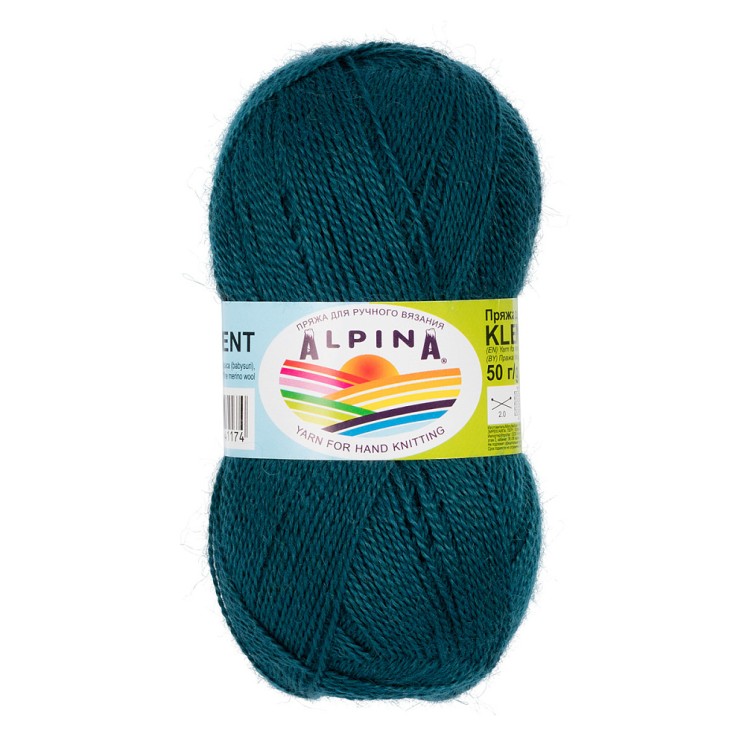 Пряжа ALPINA KLEMENT (80% альпака, 20% мериносовая шерсть) 4х50г/300м цв.37 сине-зеленый
