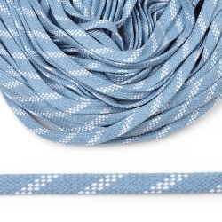 Шнур плоский х/б 12мм турецкое плетение TW цв.020/001 голубой-белый уп.50м