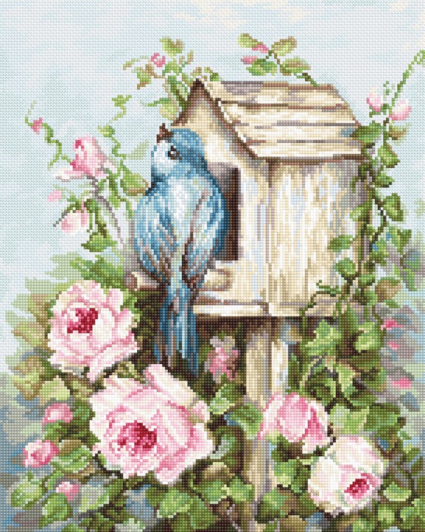 Набор для вышивания LUCA-S арт. B2352 Птичий дом и розы 21,5х27 см